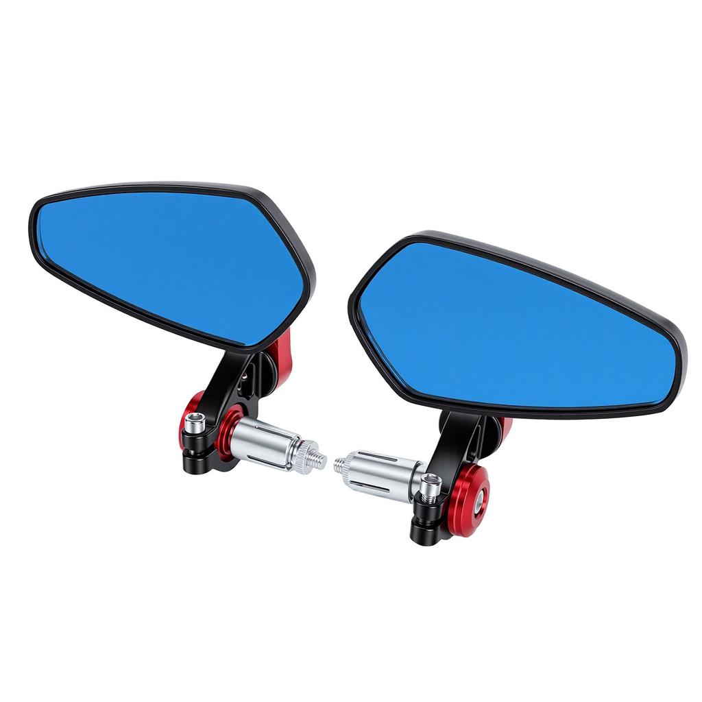 2PCS Motorcycle Mirrors Aluminum Alloy 180 Degree Adjustable Clear Visibility Rearview Handlebar Mirrors
