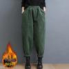 2024 Women's Plus Size Corduroy Harem Pants - Purple, Thickened Velvet, Elastic Waist, for Spring, Autumn, Winter.