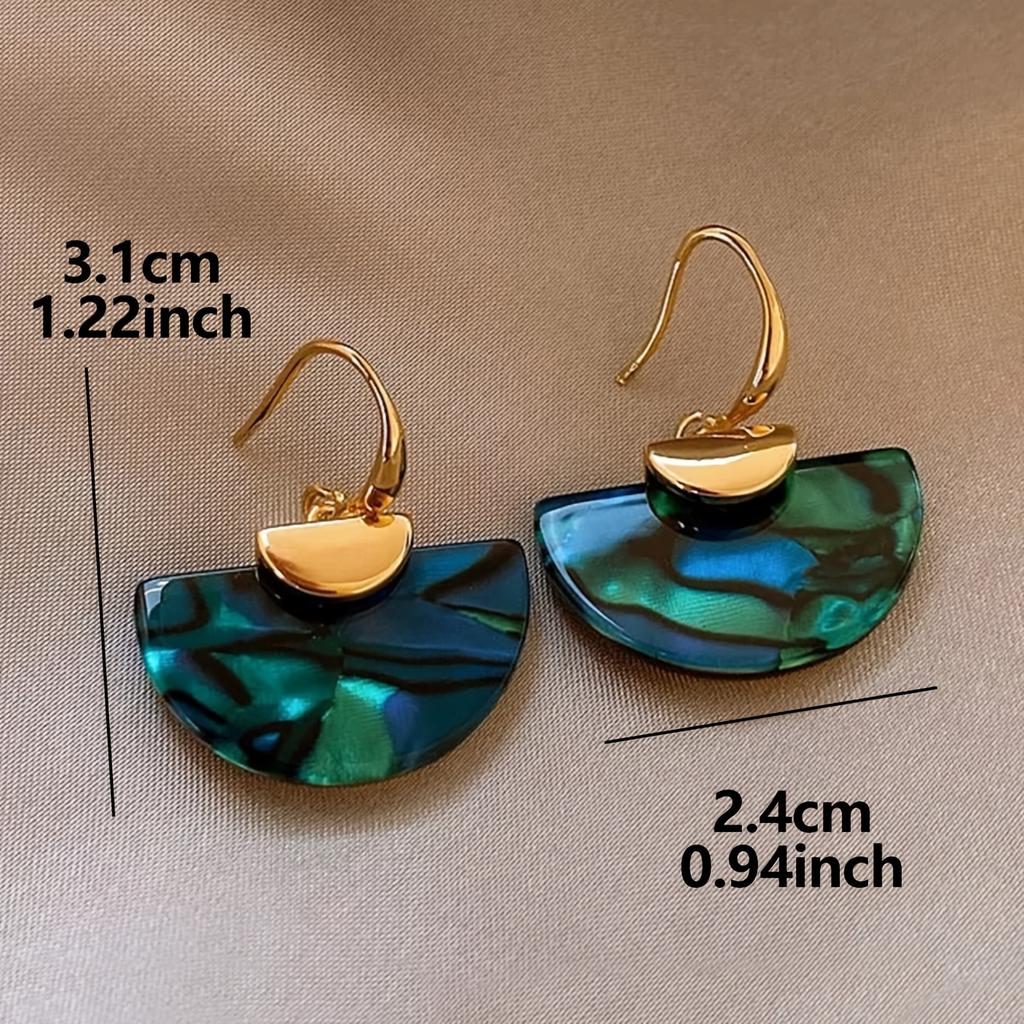1 Pair of Vintage Elegant and Unique Exaggerated High-End Fashion Geometric Fan-Shaped Niche Design Dangle Earrings