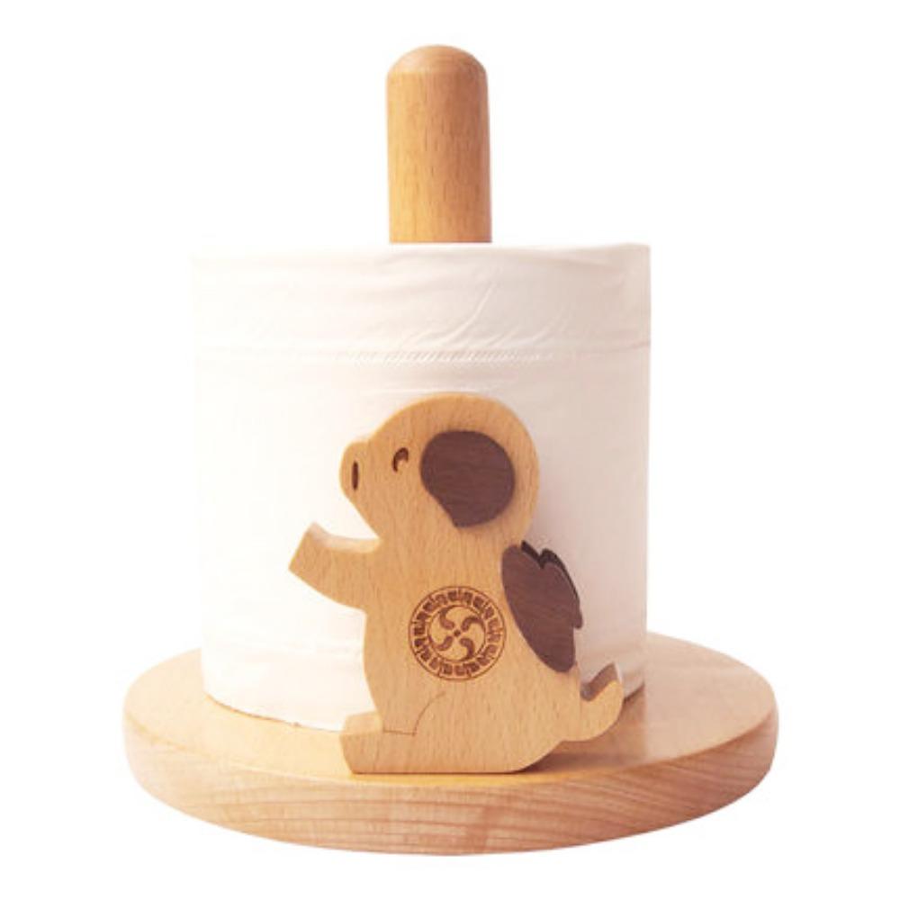 Vertical Cartoon Paper Towel Rack Durable Wooden Paper Roll Stand  Table Top