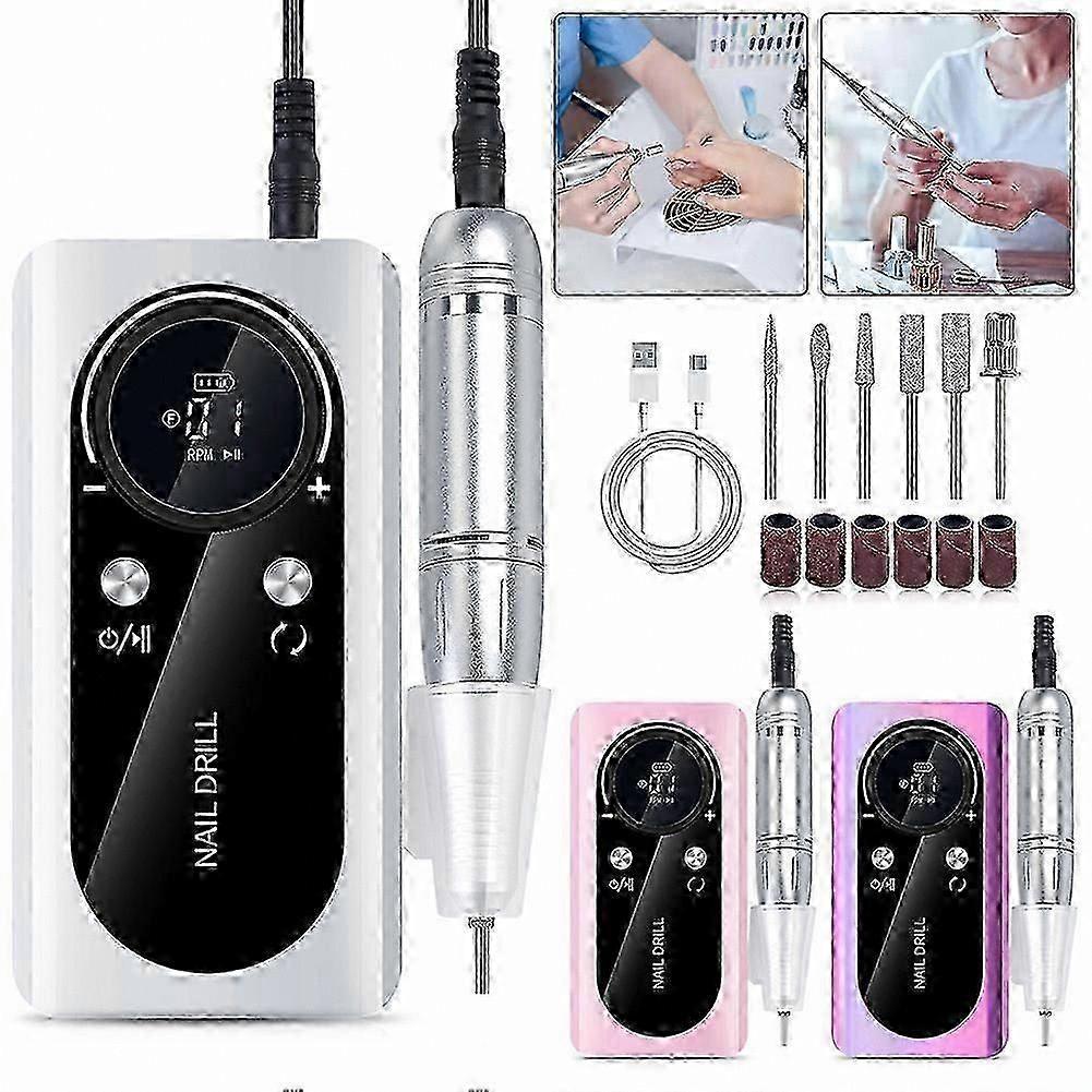 45000RPM Rechargeable Nail Drill for Acrylic Gel Nails - Portable Electric Nail File Set - Professional Manicure & Pedicure Kit for Home Salon Less