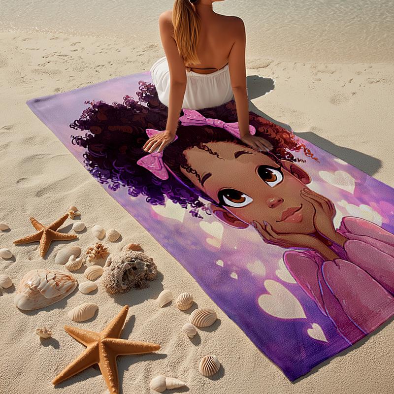 Zwarte Prinses Magische Feest Strandlaken, Super Zacht Microvezel, Cadeau voor Haar/Hem, Verjaardag, voor Zwembad, Strand, Reizen, Huisdecoratie Fan cadeaus