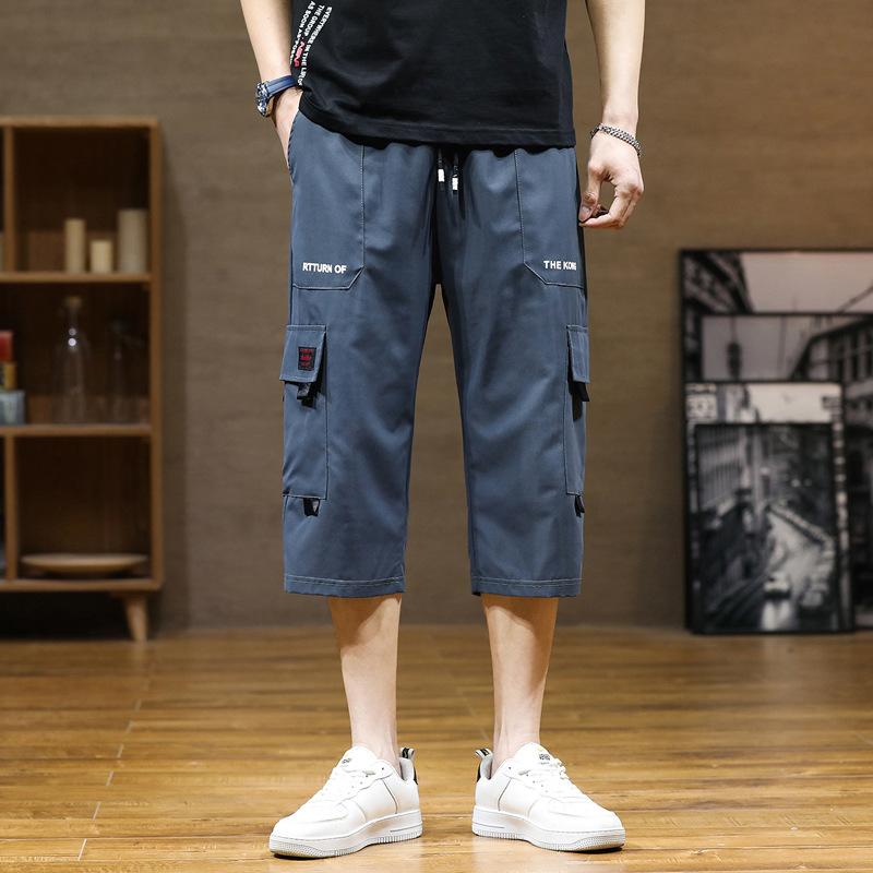 Men's Ice Silk Loose Casual Shorts Summer Sportswear Seven-Foot Pants Comfortable Breathable Men's Leisure Trousers