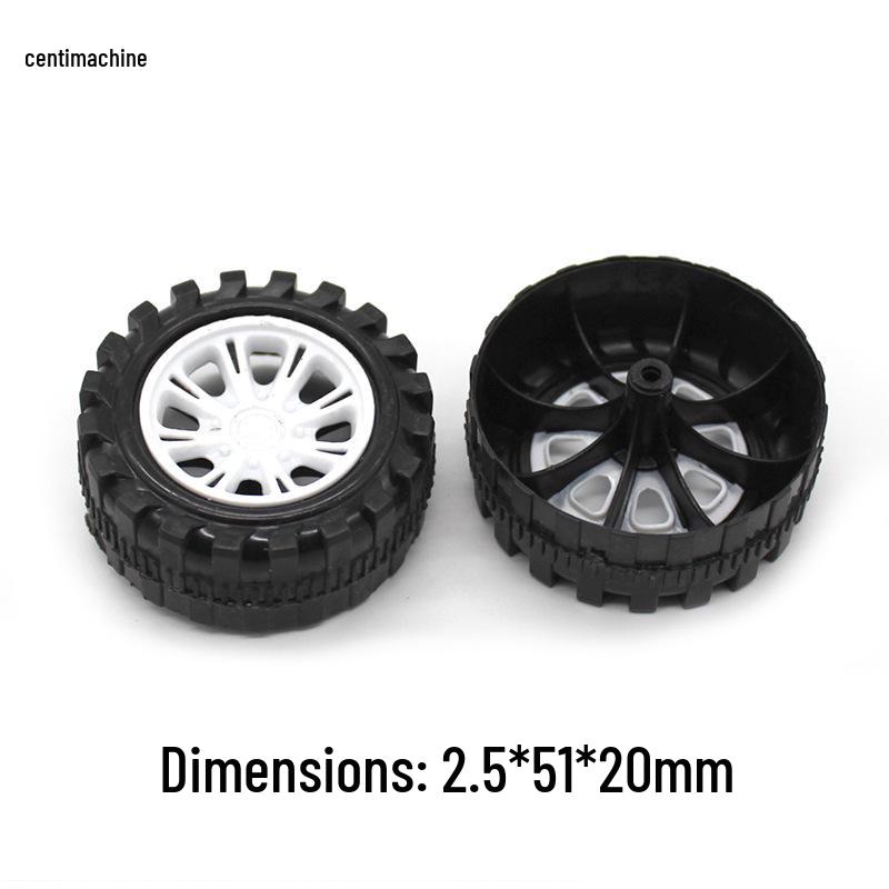 DIY Model Toy Car Wheels with 2mm Hole - Plastic Tires for Handmade Four-Wheel Drive Cars