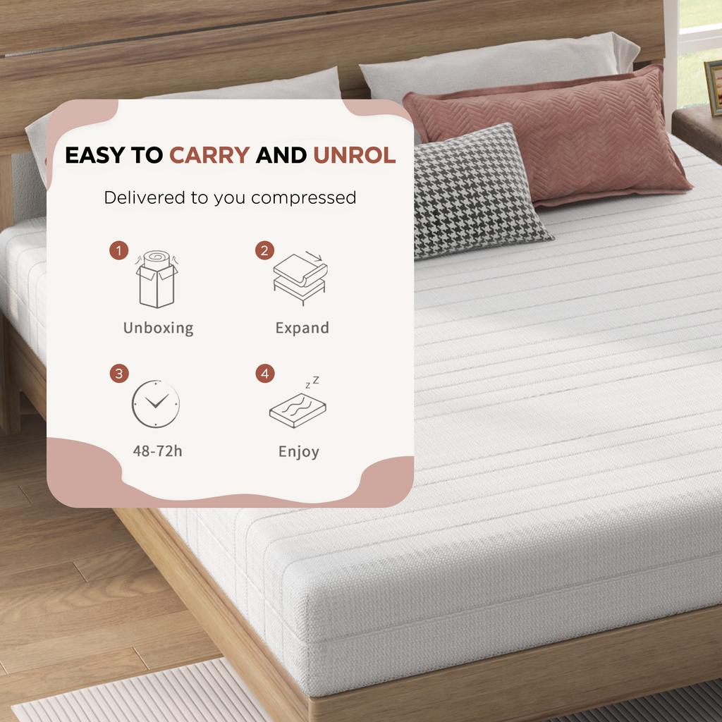 Mattress 90x200, Height 16cm, Ergonomic Cold Foam Mattress, Fabric with Soft Surface, Medium Firmness