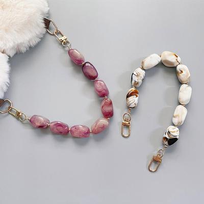 Resin Handle Colorful Bead Straps Replaceable Resin Colored Stone Handbag Strap Diy Bag Accessories Wristlet Purse Bag Belt