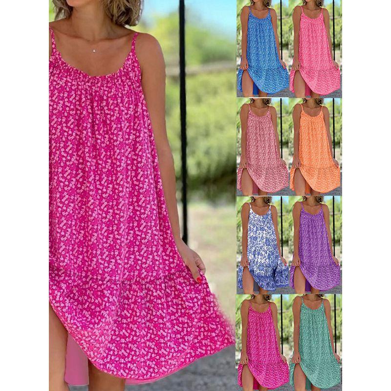 Floral Sleeveless Camisole Vest Dress Floral Sleeveless Sling Vest Dress