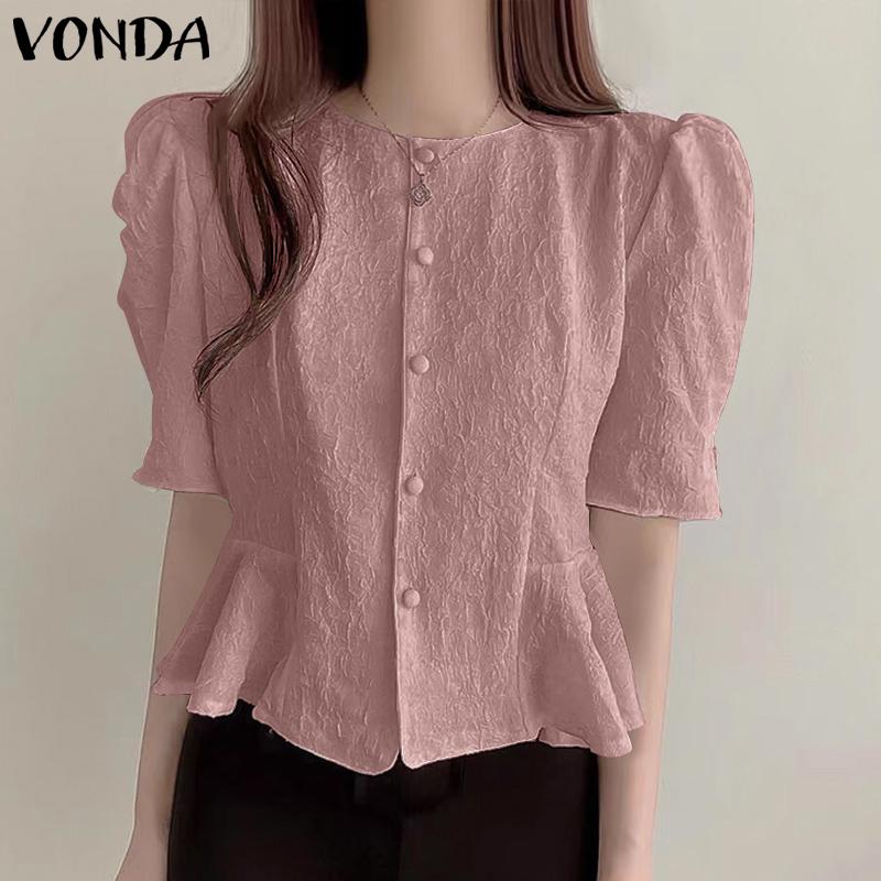 

Летняя женская рубашка VONDA с ​​круглым воротником и объемными рукавами 5XL оранжевый