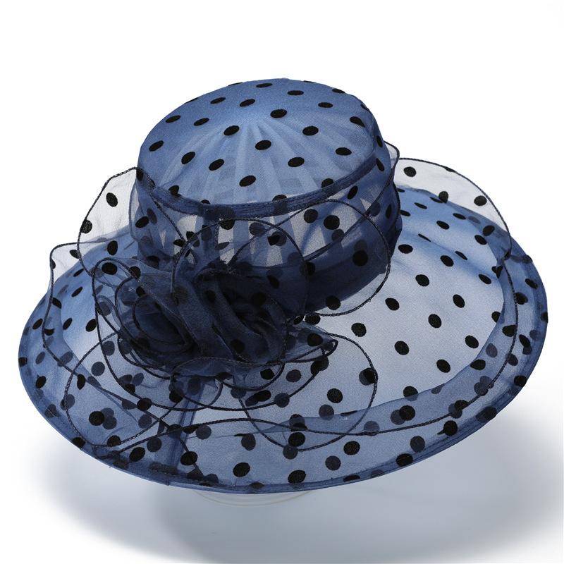 Hat Women's Foldable Organza Sun Hat Summer Women Middle-aged Elderly People Large Eaves Flower Sun Protection Mother Basin Hat