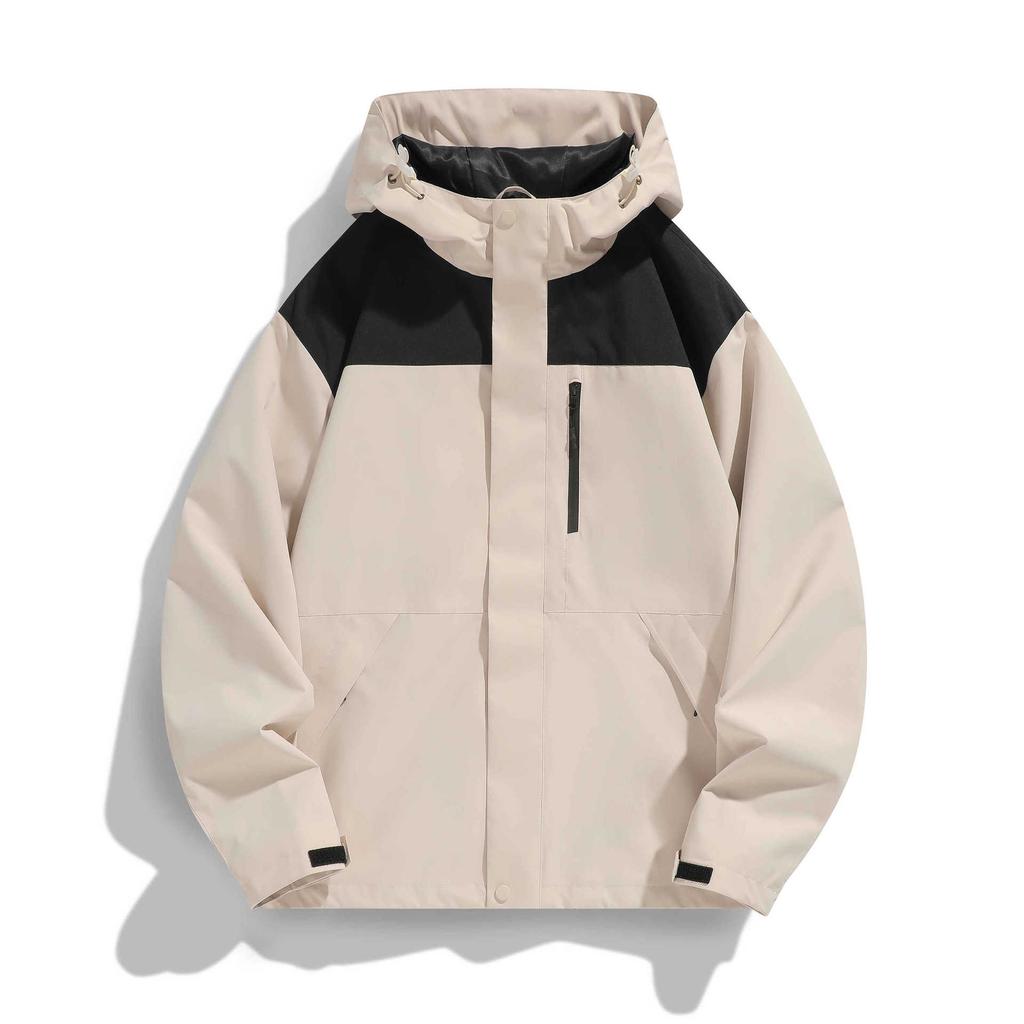 Printed Color-blocking Jacket for Men and Women The Same Style Spring and Autumn Trendy Waterproof Hooded Loose Couple Jacket for Men