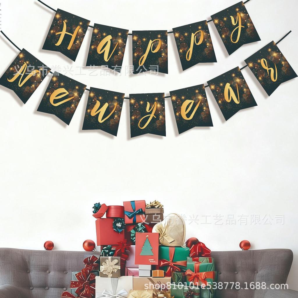 Happy New Year Flag Party Decoration Fishtail Banner