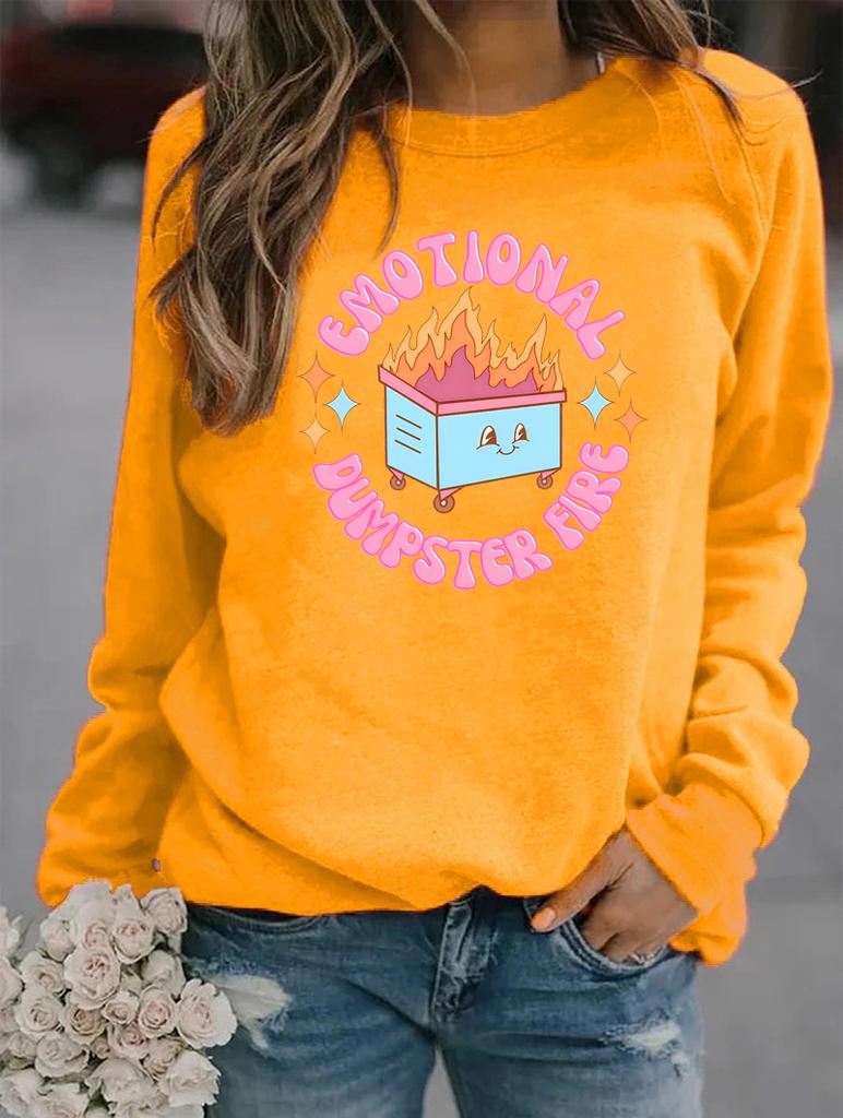 Gemütlicher Winterpullover mit Rundhalsausschnitt und langen Ärmeln, der eine Mischung aus beliebten Mustern für Damen zeigt