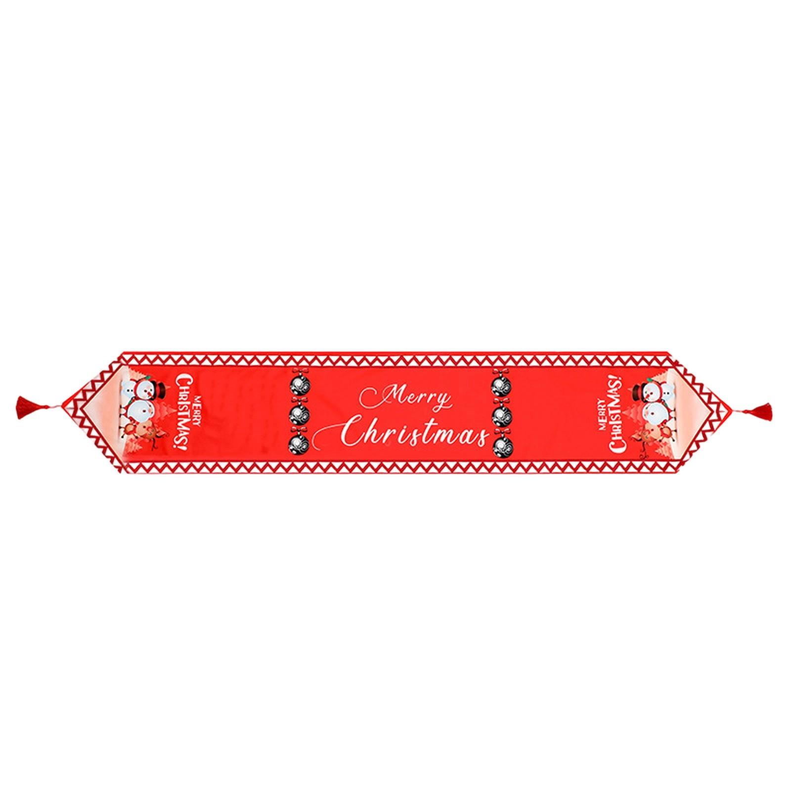 

Super Soft Digital Printed Tassel Table Runner Christmas Style Festive Atmosphere Christmas Printed Table Runner One Size