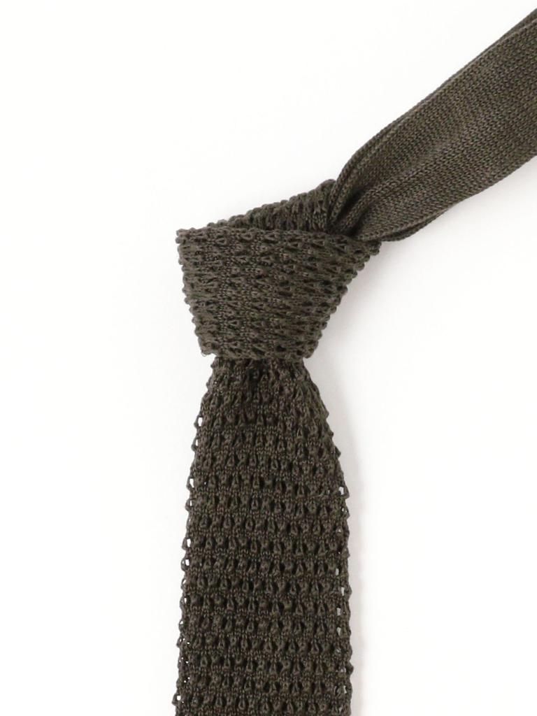 [BEAMS' 100 Must-Have Items][BEAMS PLUS] Cotton Knit Tie Solid Men's OLIVE FREE