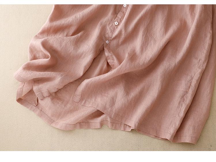 Reversible 2023 Summer Cotton Linen Ruffle Collar Dress with Swing Skirt & Short Sleeves