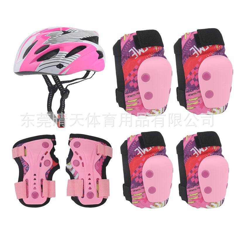 Kids Skateboarding Roller Skating Safety Gear Set With Helmet Knee Elbow Wrist Guards Boys Girls