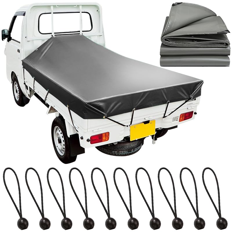 

ProTorque Light Truck Bed with Elastic 240 x Green Gray Sheet, Waterproof, Bands, 10-Piece Set, 190cm, Thick, UV-Resistant, Gray, Black, Cover, сірий колір