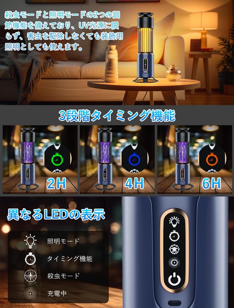 Mosquito Control Rechargeable Electric Insect Killer with Timing Function Killer Light LED Light 2000mAh Large Electric Mosquito Insect UV Light