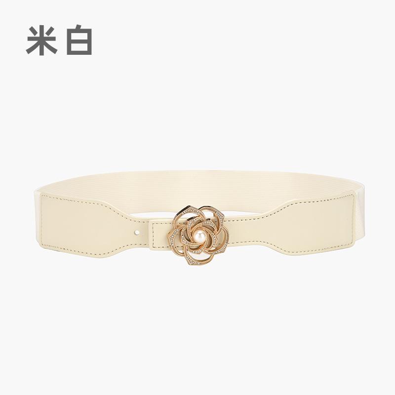 Pearl Buckle Elastic Waist Seal Simple Elastic Belt Women'S Fine Decorative Dress Small Belt With Accessories