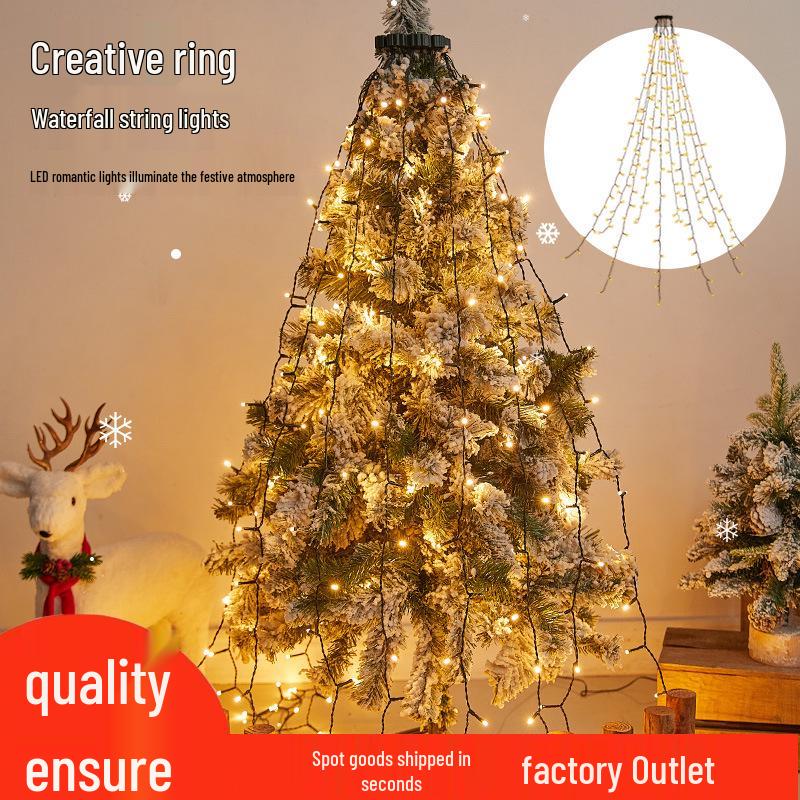 LED Round Tree Topper: Low-Voltage Waterfall Hanging Lights for Christmas Tree