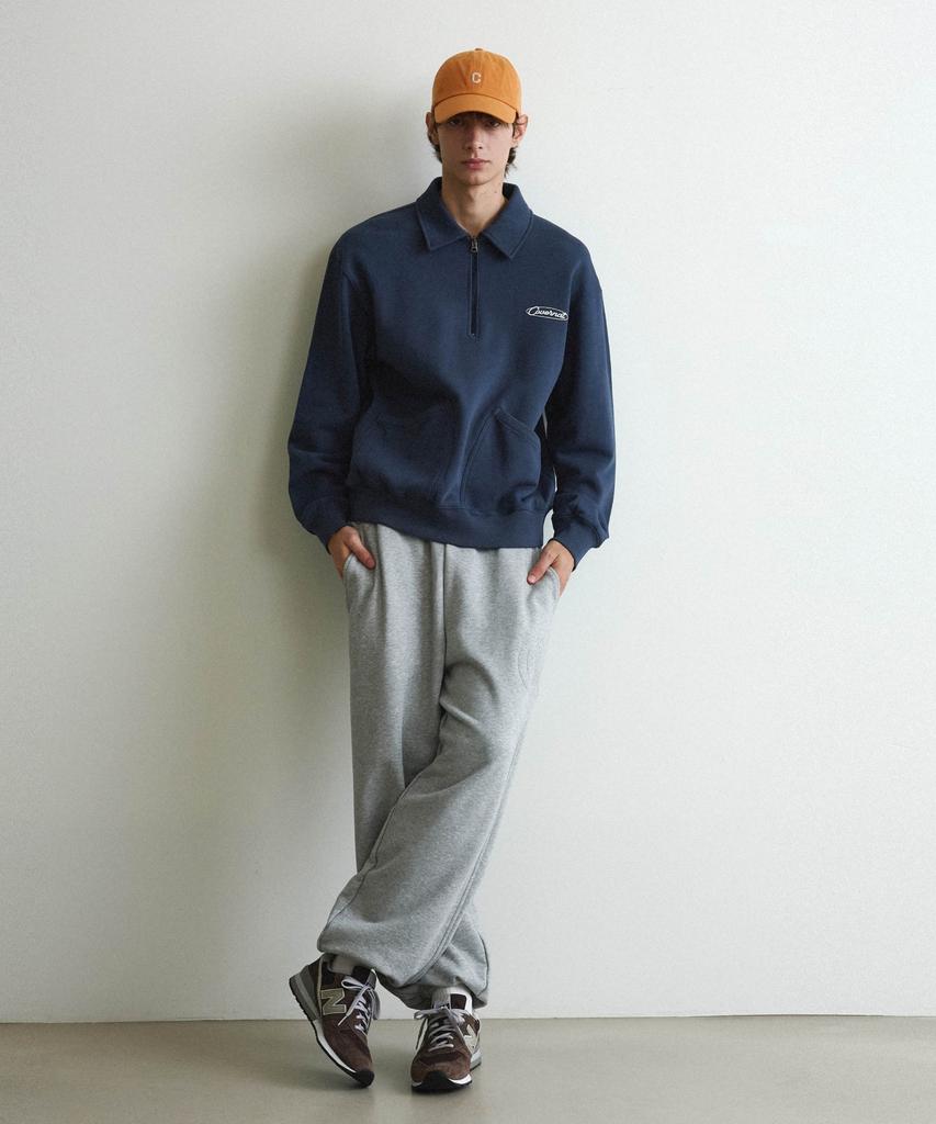COVERNAT Collared Half-Zip Sweatshirt Dark Blue