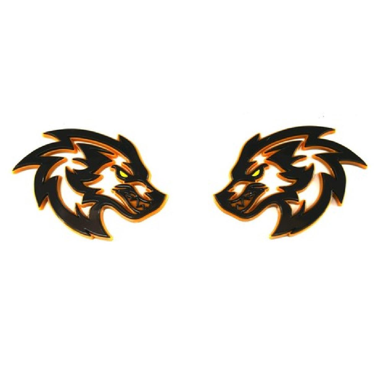 Pair Wolf Car Emblem Badges Car Door Side Sport Sticker  Glossy