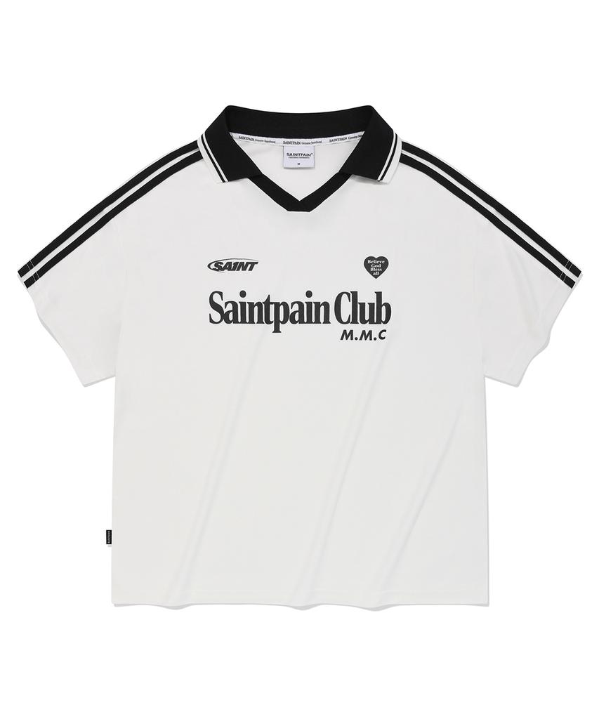 SAINTPAIN Sp Heart Emblem Logo Line Collar T-Shirt - White