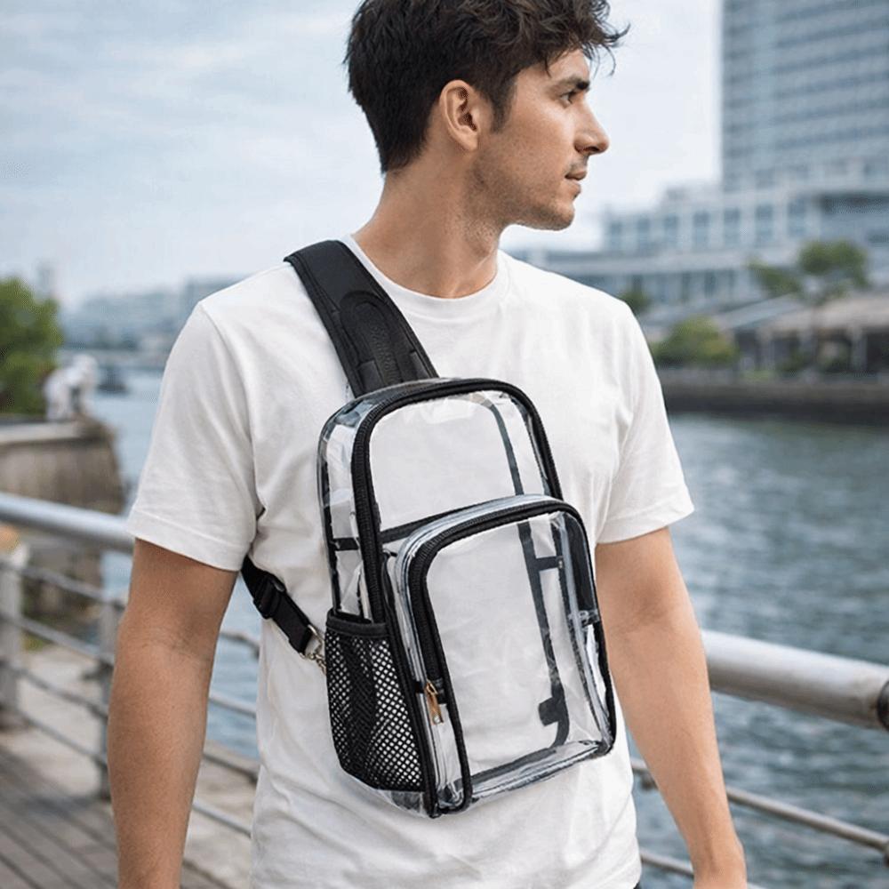 Large Capacity Transparent Crossbody Bag Lightweight Multifunctional Clear Chest Bag Waterproof Fanny Pack PVC Shoulder Bag