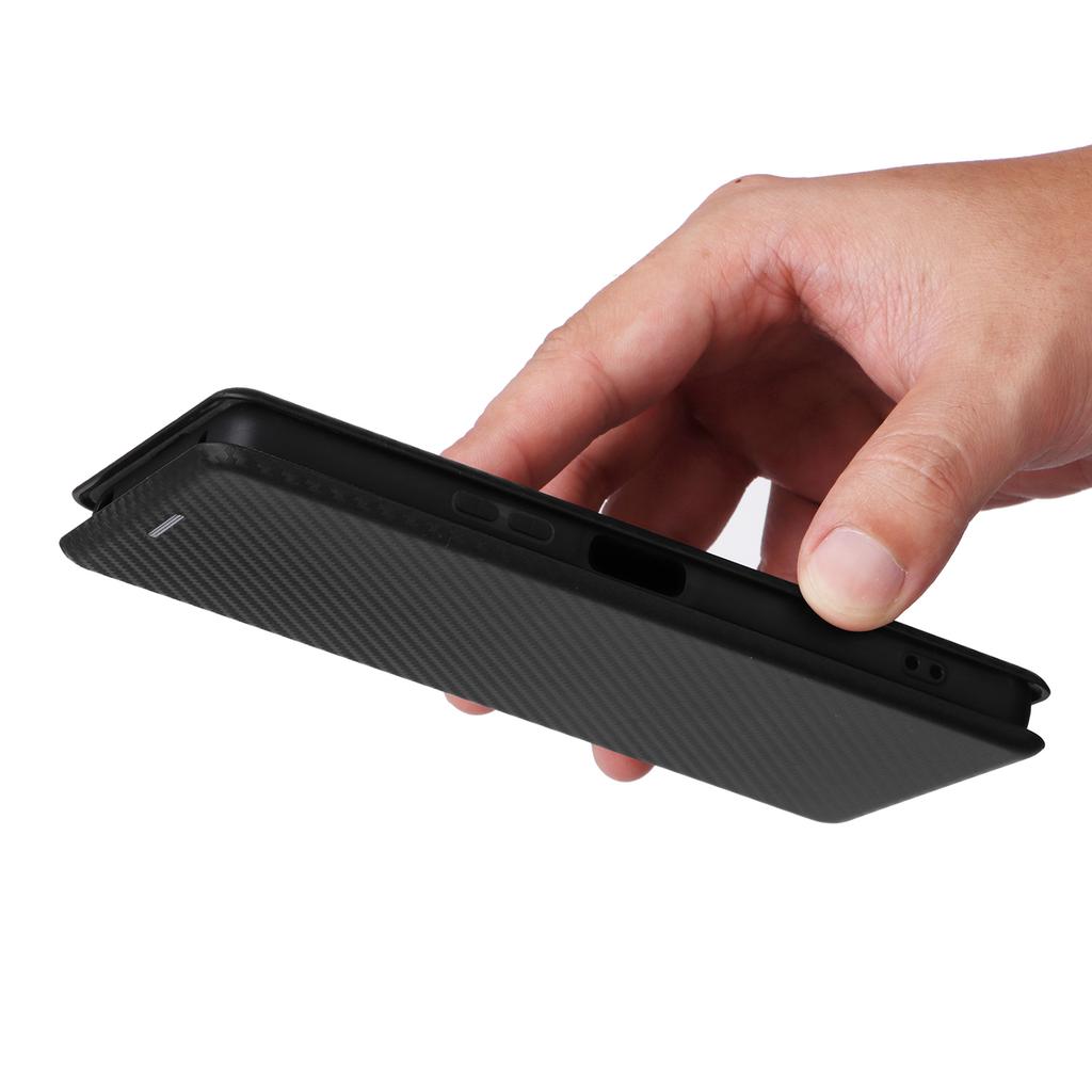 For Sony Xperia 10 VI Case with Card Holder Carbon Fiber Texture Leather Phone Cover