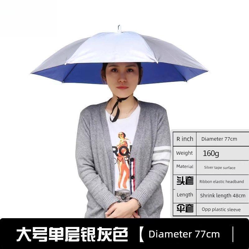 Head-Mounted Umbrella, Double-Layer Umbrella Hat, Windproof, Rainproof, Fishing, Sun Protection, Large Overhead Umbrella Hat, Outdoor Sunshade for