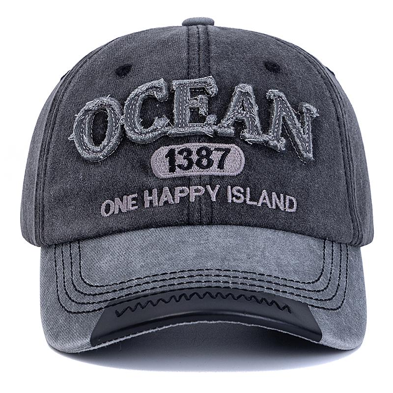 New Style Unisex Baseball Cap OCEAN 1387 Letter Embroidery Dad Hat Women Men Outdoor Washed Cotton Cap