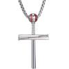 Kreuzkette Herren Sport Edelstahl Baseball Kreuz Anhänger Halsketten Jungen Geschenke mit 50cm /20inch Kette