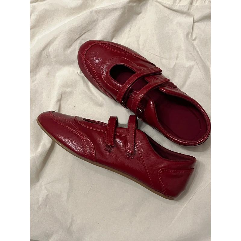 

Velcro Casual Sports Shoes for Women Versatile Ballet Flat Single Shoes 35 червоний