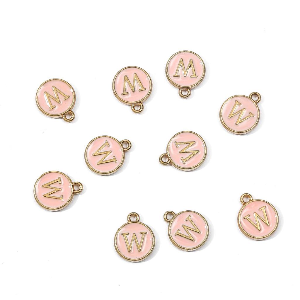 10Pcs 12x2.5mm Alphabet Double Face Charms Pendant Beads for Jewelry DIY Findings