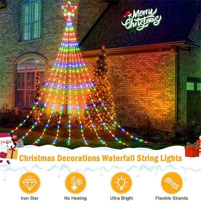 LED Outdoor Christmas Tree Decorations Lights USB Waterproof Fairy String Lights 8 Modes