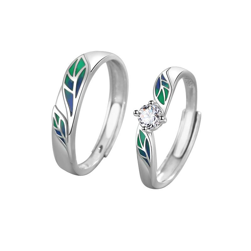 Affectionate Maimai Couple Ring Original Mori Simple Ring Leaf Guochao Jewelry