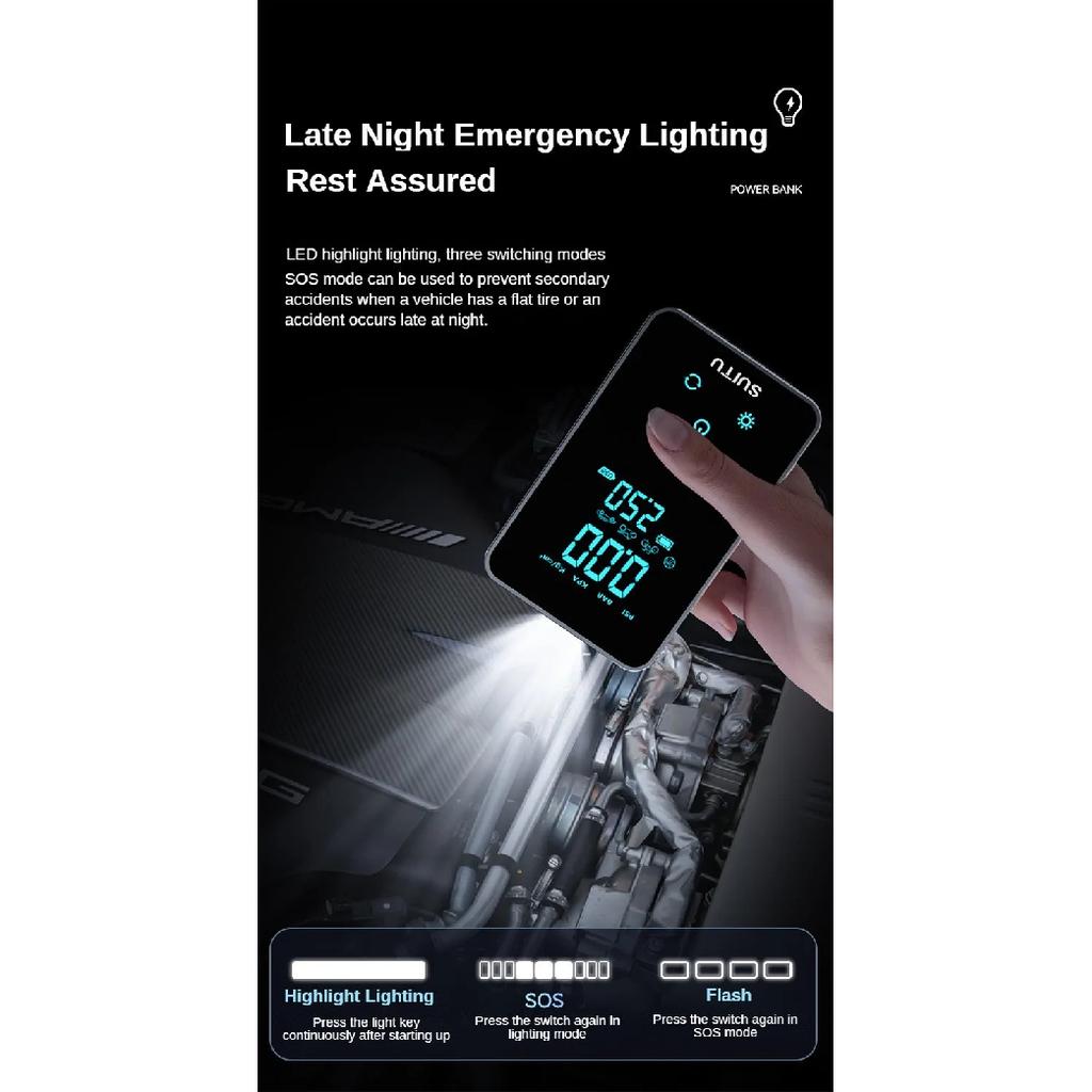 Car Jump Starter with Air Compressor 4 in 1 Portable Flashlight Starting Device Power Bank Battery Automotive Booster start
