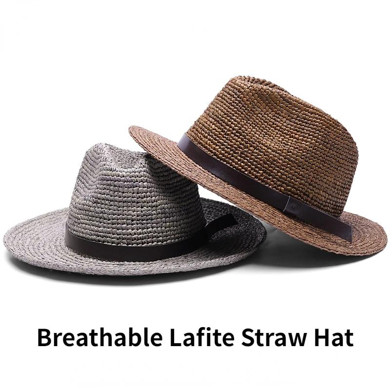 Übergröße 63CM Lafite-Gras Neuer Panama-Jazz-Strohhut für Herren und Damen, für den Außenbereich, Sonnenschutz, Sonnenhut, Sommer, UV-Schutz UPF 50+, Strandhut