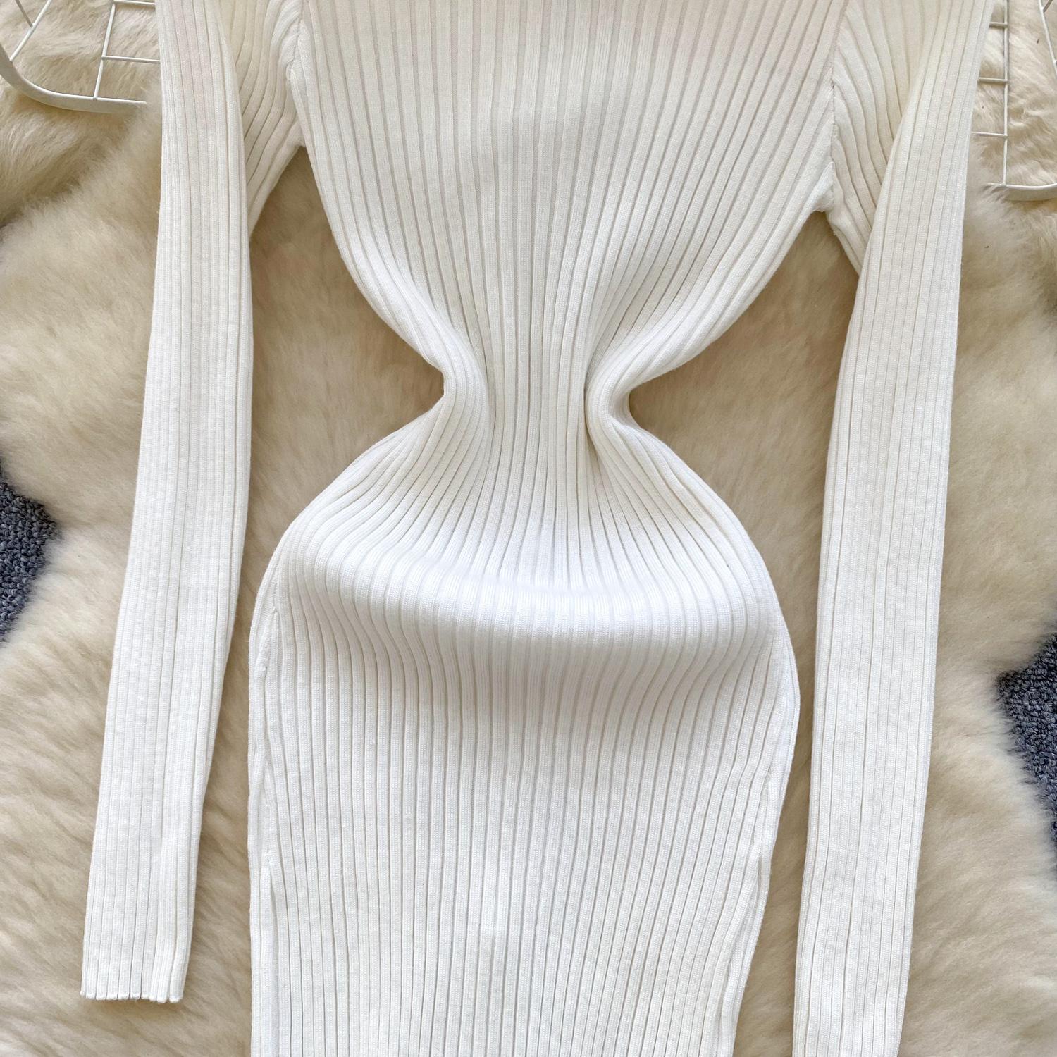 Осень-зима женские трикотажные платья 2024 винтажное лоскутное полосатое длинное — фото 15