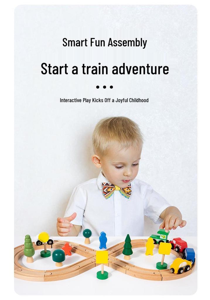 Wooden 3D Train Track Toy Set for Children