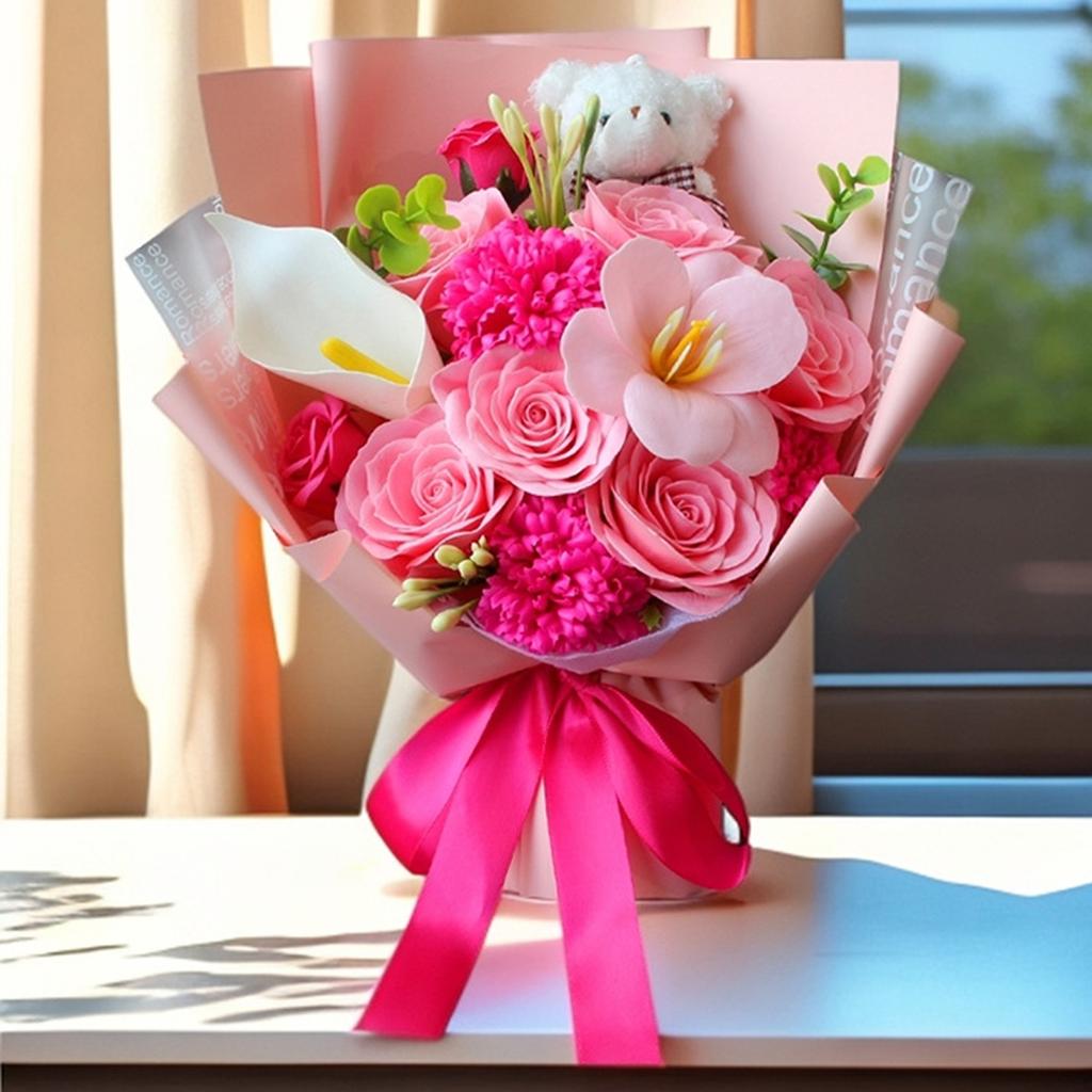 Valentinstagsgeschenke für Ihre Freundin, Neue Rosen-Souvenirs, Realistische Rosen-Seifensträuße