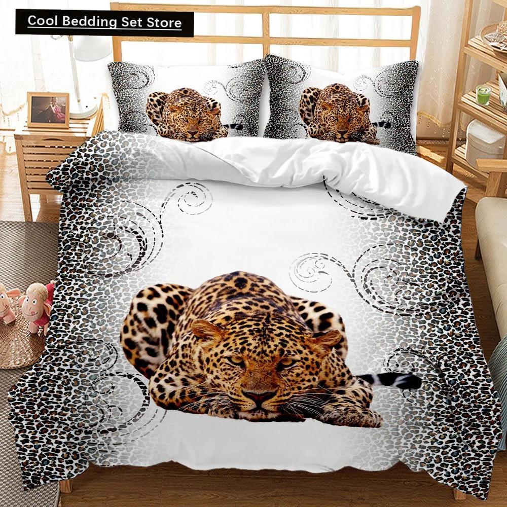 Comforter Leopard Fierce Cheetah Bedding Set Moon Viewing Wild Animal Printed Double Queen King Size Polyester