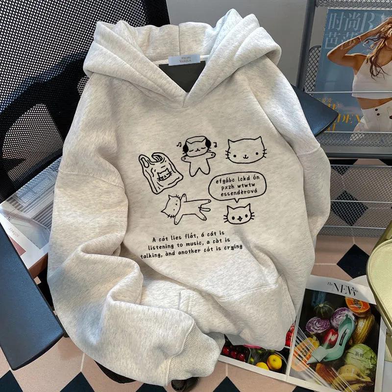 Unisex 2025 AutumnWinter American Pure Cotton Hoodie Loose-Fit New Design M - Up to 115 lbs 2397₽