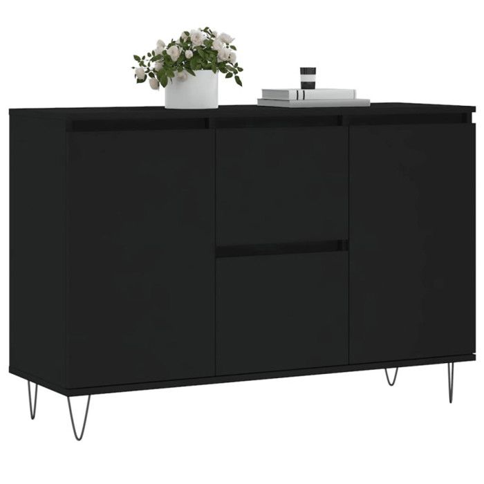 VidaXL Buffet, Armoire Latérale avec Pieds, Meuble de Rangement, Organisateur de Salon Salle de Séjour Intérieur, Noir Bois 827205
