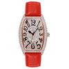 Voll Diamant Digitales Zifferblatt Mode Damen Armbanduhr Weinfass Lederarmband Studenten Trend Uhr