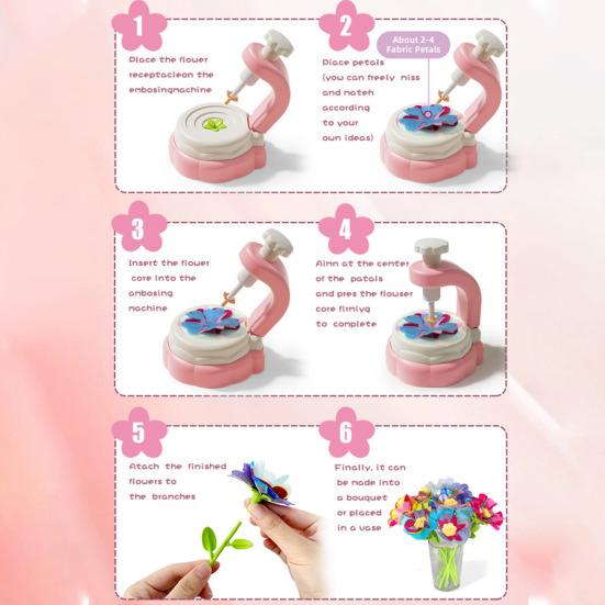 1 Set DIY Fabric Flower Bouquet Kit Kids Handmade Colorful Flower Making Toy Toddlers Girls Educational Floral Bouquet Arts Crafts Activities Toy