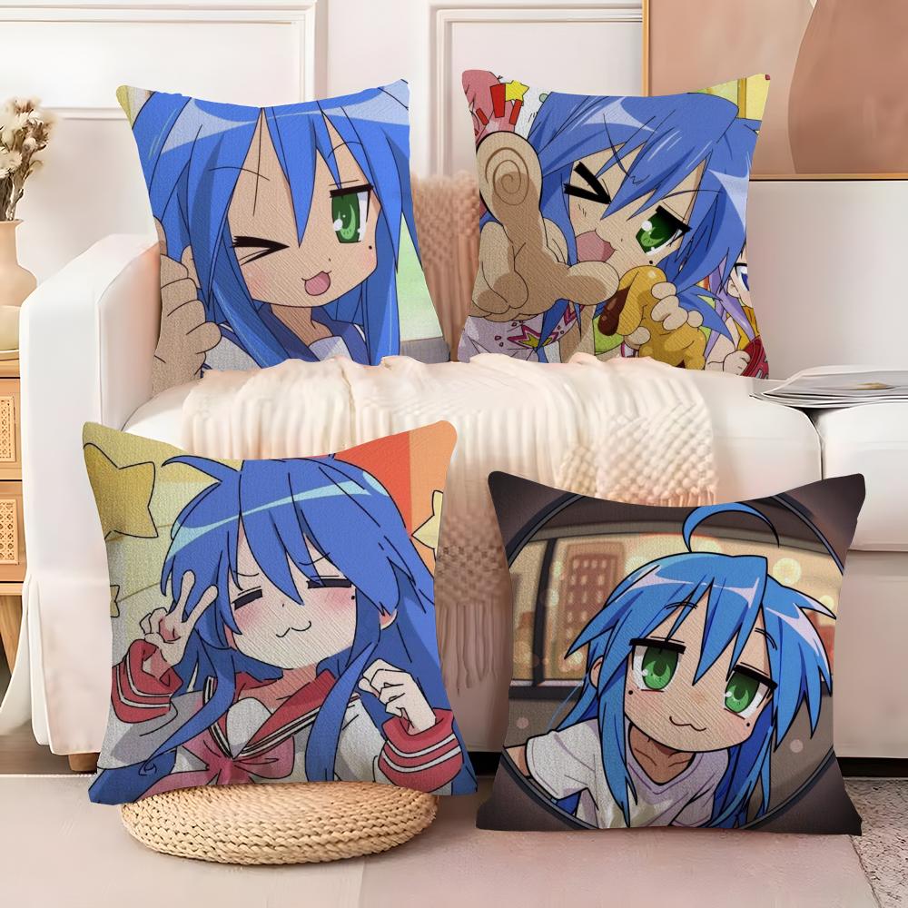 Anime L-Lucky Star K-konata Cushion Cover Soft Plush Fabric Double-Sided Printed Sofa Cushion Cover for All Seasons Home Decor