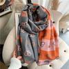 Classic Fashion Letter Thousand Birds Grid Imitation Cashmere Scarf Women's Winter Thickened Double Sided Air Conditioning Shawl Scarf Women's