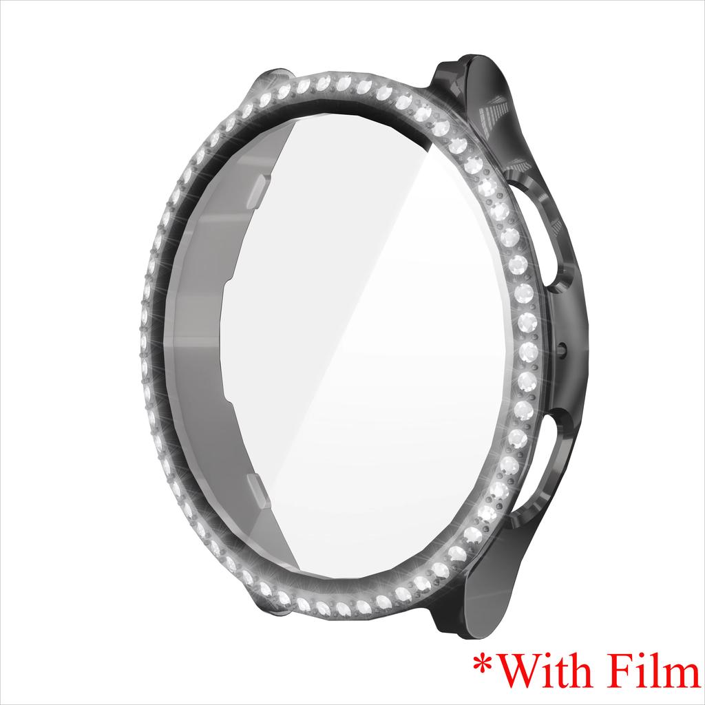 Glass+Diamond Case for Samsung Galaxy Watch 7 40 44mm Accessories Bling PC Bumper+Screen Protector for Galaxy Watch 7 Cover Case