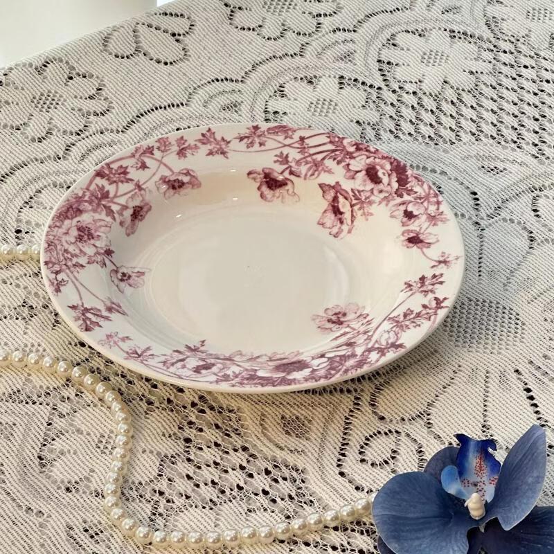 Ru Han French Vintage Floral Ceramic Soup Plates